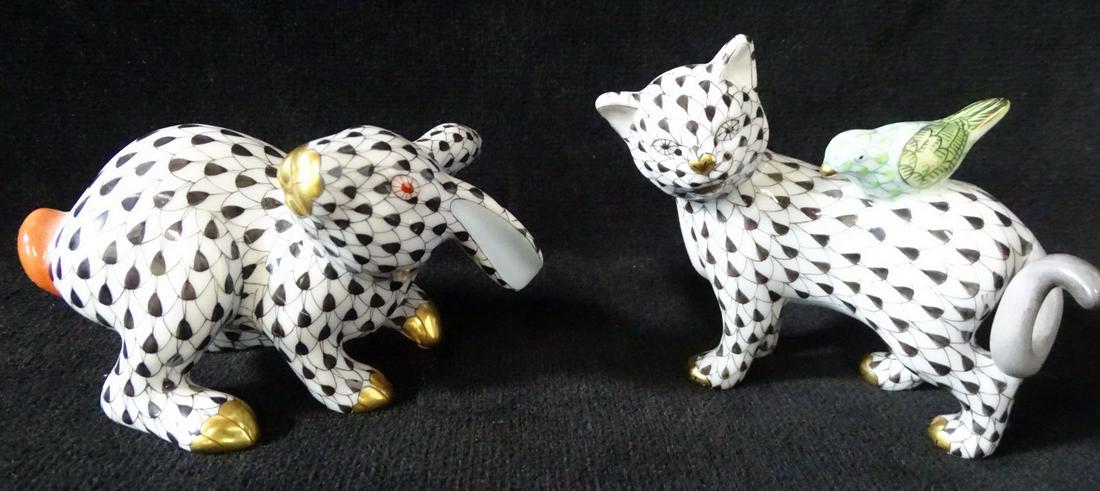 HEREND PORCELAIN CAT & RABBIT 3.5" 3.75" X 2": HEREND PORCELAIN CAT & RABBIT 3.5" 3.75" X 2"