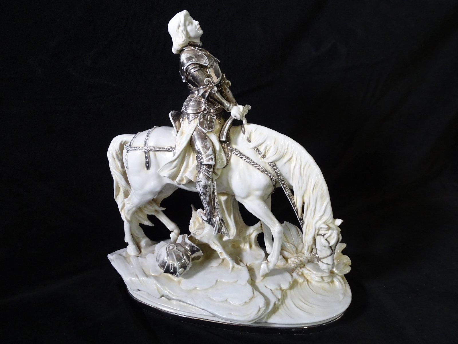 JOAN OF ARC' PORCELAIN GROUP, LARGEST 14" X 12.5" X 6": JOAN OF ARC' PORCELAIN GROUP, LARGEST 14" X 12.5" X 6"