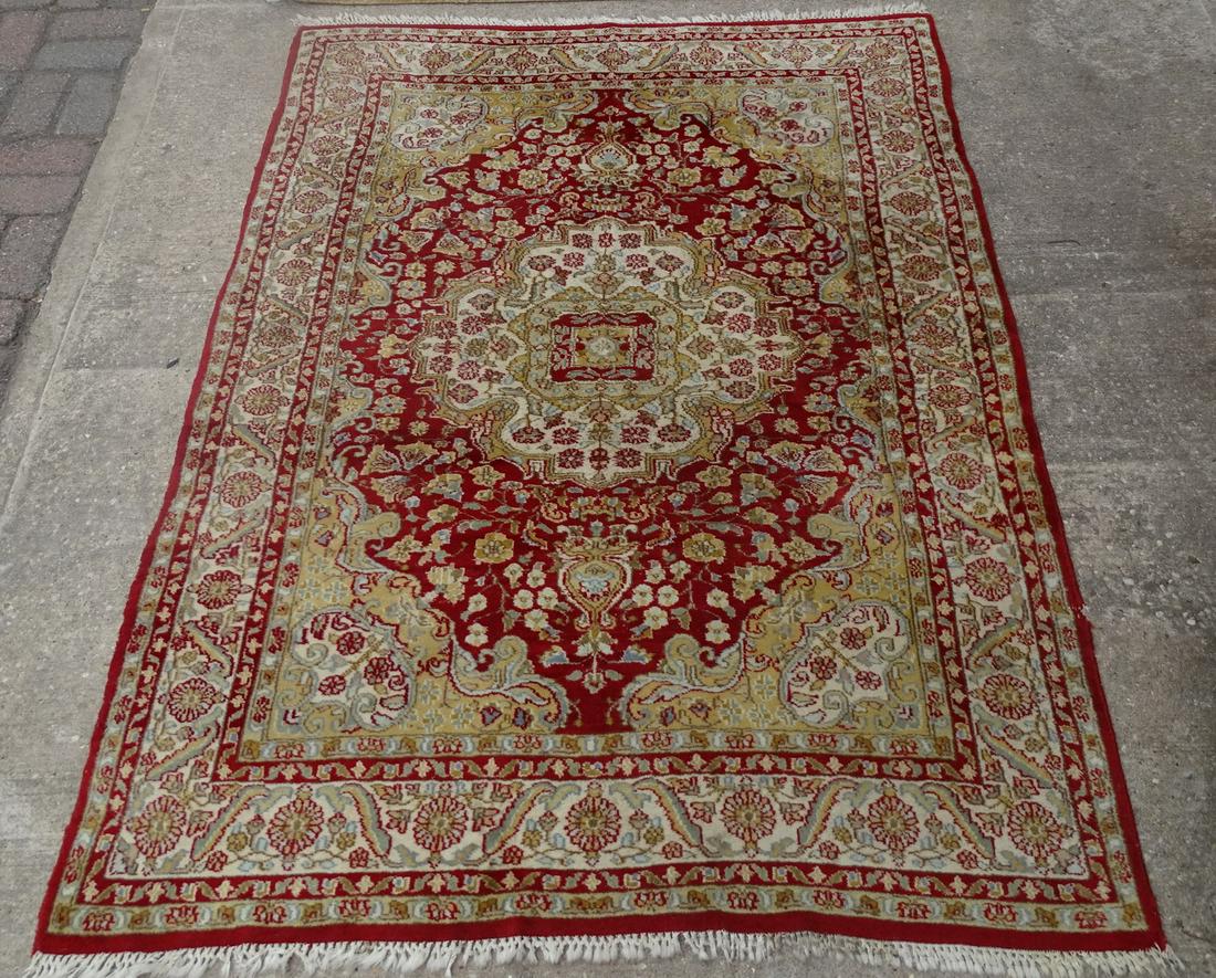 VIRGIN WOOL RUG (IVORY & BURNT ORANGE GROUND) 14' X 9'6": VIRGIN WOOL RUG (IVORY & BURNT ORANGE GROUND) 14' X 9'6"