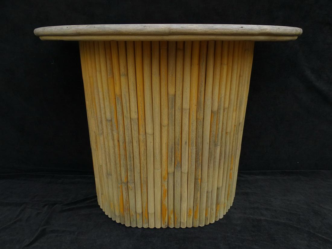 VINTAGE BAMBOO DEMILUNE BAR 37" X 49.5" X 25": VINTAGE BAMBOO DEMILUNE BAR 37" X 49.5" X 25"