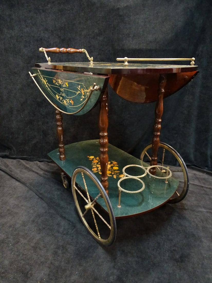 ITALIAN INLAID BAR CART 27" X 29" X 17.5": ITALIAN INLAID BAR CART 27" X 29" X 17.5"