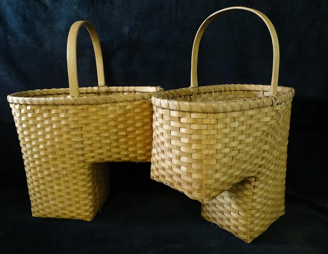 PAIR OF WICKER STAIR BASKETS 23X17X10: PAIR OF WICKER STAIR BASKETS 23X17X10