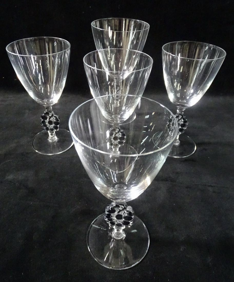 5 PIECES  R. LALIQUE GRAPE MOTIF CRYSTAL STEMWARE (1) 6" HIGH (4) 5.5" HIGH (1 of 5)