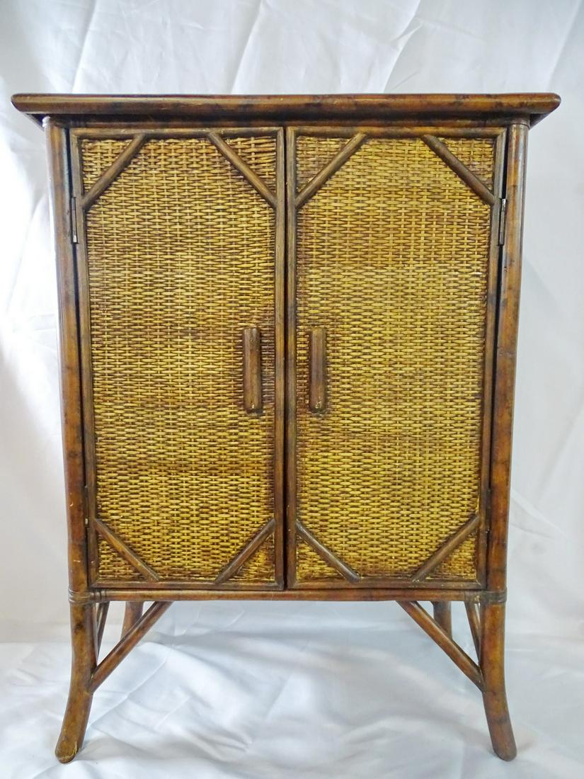 VINTAGE WICKER CABINET 33" X 22" X 12" (1 of 9)