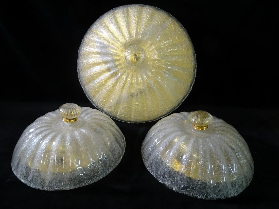 3 MURANO FLUSH MOUNT LIGHT FIXTURES 8" X 16" DIA. LARGEST (1 of 3)