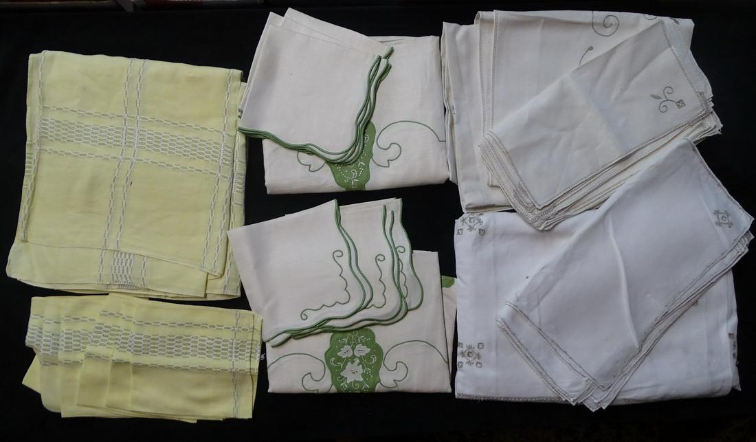 LOT/5 LINEN TABLECLOTH FULL SETS LUNCH/DINNER, 2 SETS@60" DIA. & 100" X 60" LARGEST RECTANGULAR (1 of 5)