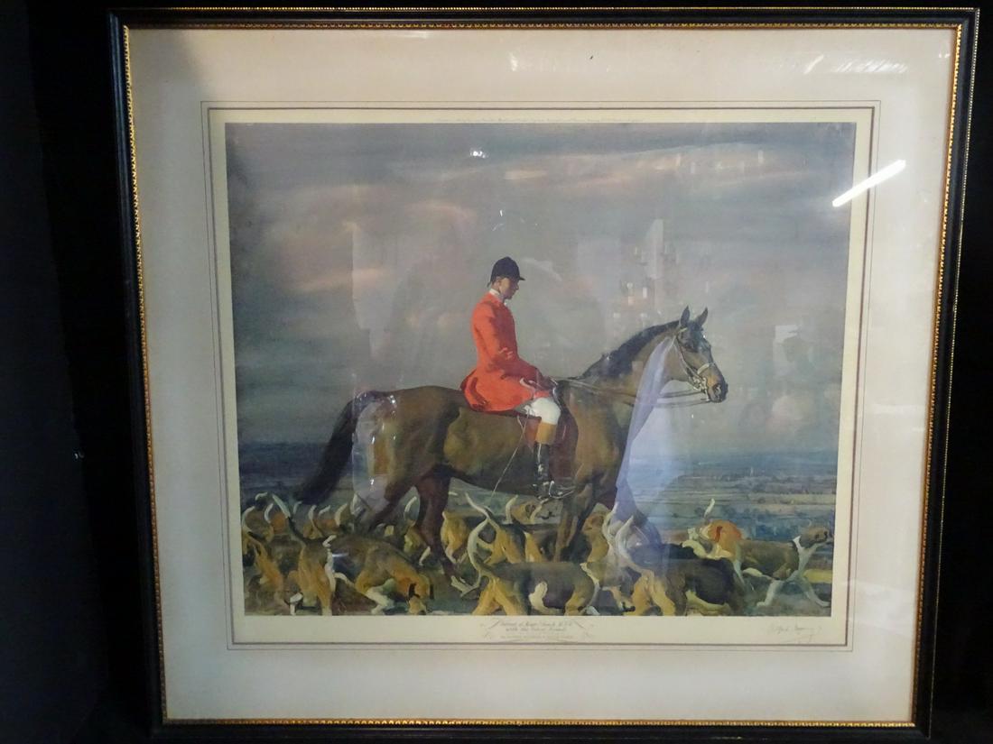 PENCIL SGN.. HUNT PRINT ''PORTRAIT MAJOR T. BARCH 28X32 (1 of 8)