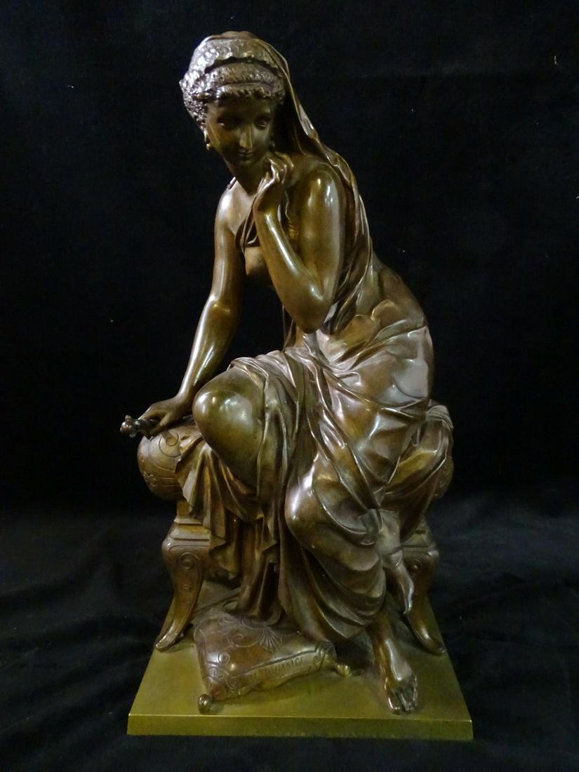 BRONZE GROUP SEATED FEMALE SIGNED 15'' H. (1 of 8)