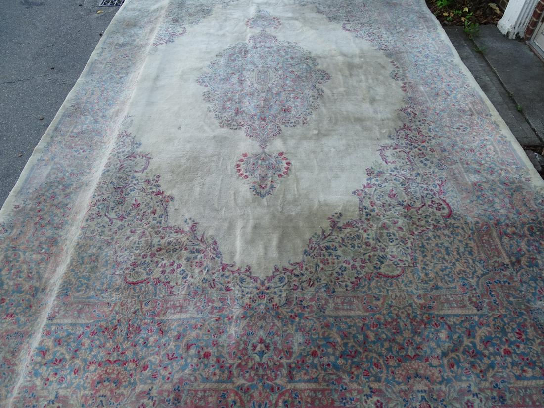 BALLROOM SIZE ORIENTAL RUG BEIGE GROUND MUTED BLUES AND REDS 17' X 11'7" (1 of 9)