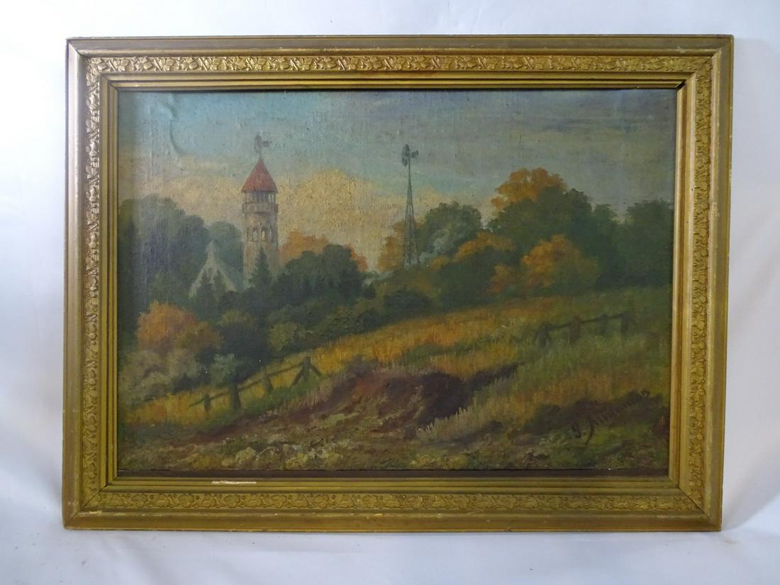 ANTIQUE IMPRESSIONIST PAINTING SIGNED? 19" X 27": ANTIQUE IMPRESSIONIST PAINTING SIGNED? 19" X 27"