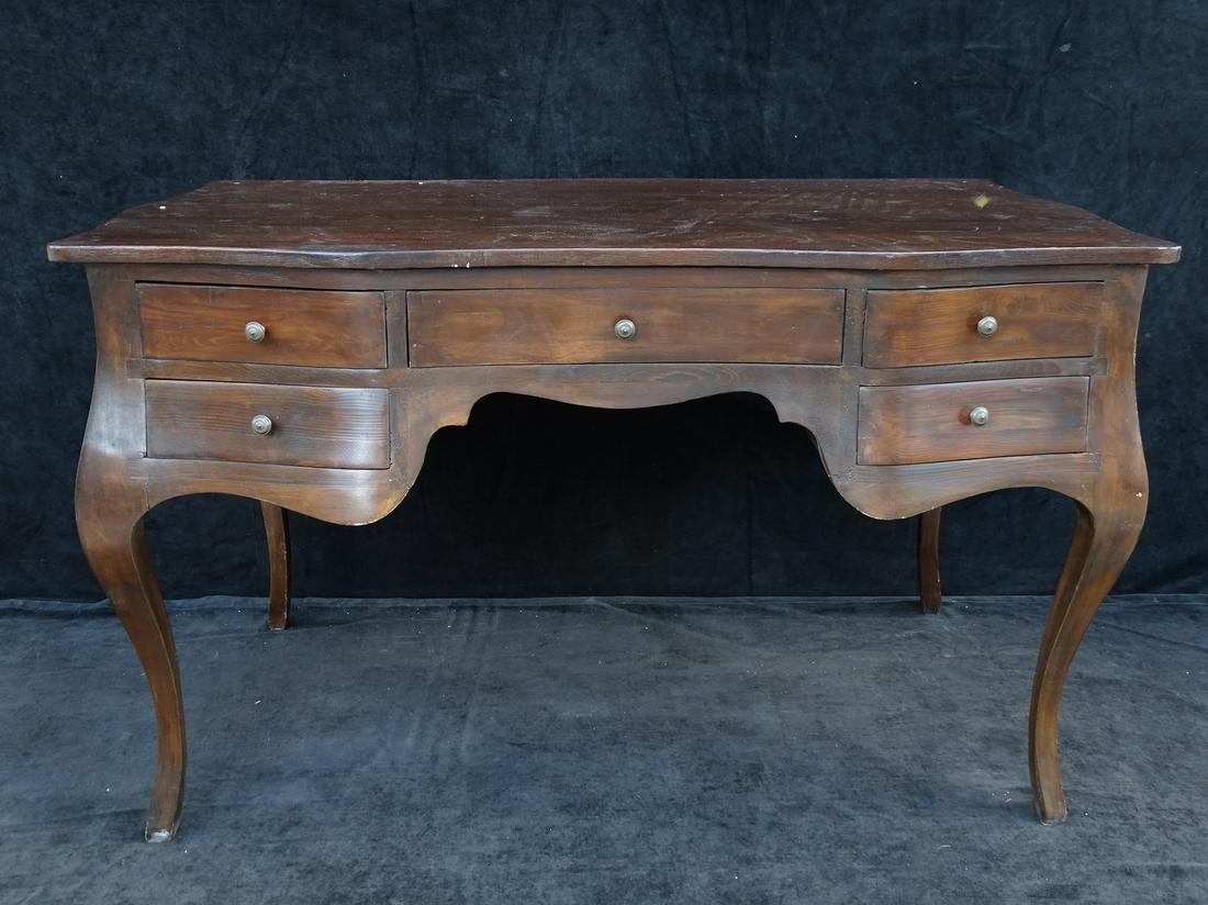 LOUIS XV STYLE STAINED PINE DESK 30 X 50 X 26: LOUIS XV STYLE STAINED PINE DESK 30 X 50 X 26
