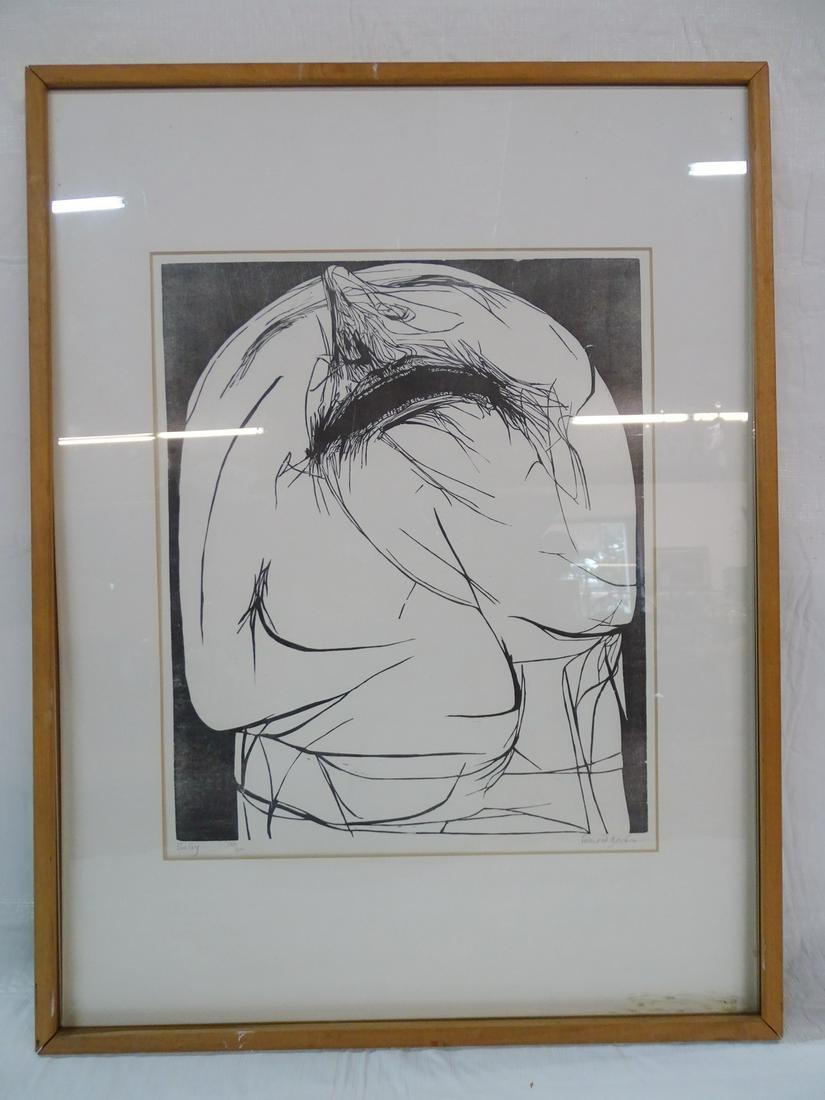 LEONARD BASKIN SIGNED "THE GUY" WOODBLOCK #168/300 15" X 13" IMAGE: LEONARD BASKIN SIGNED "THE GUY" WOODBLOCK #168/300 15" X 13" IMAGE