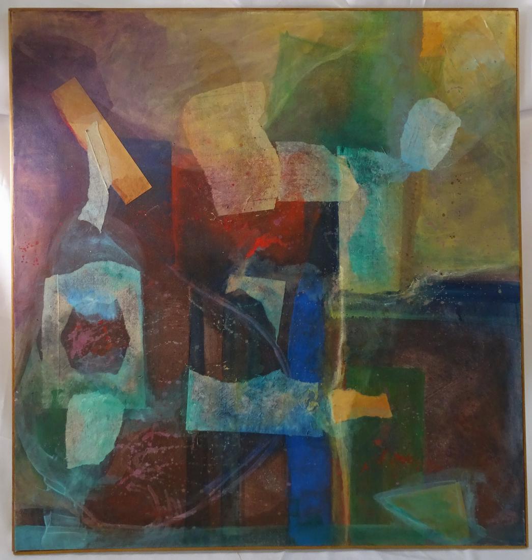 ABSTRACT COLLAGE SIGNED L.LINDSEY 37" X 34 1/2" (1 of 8)