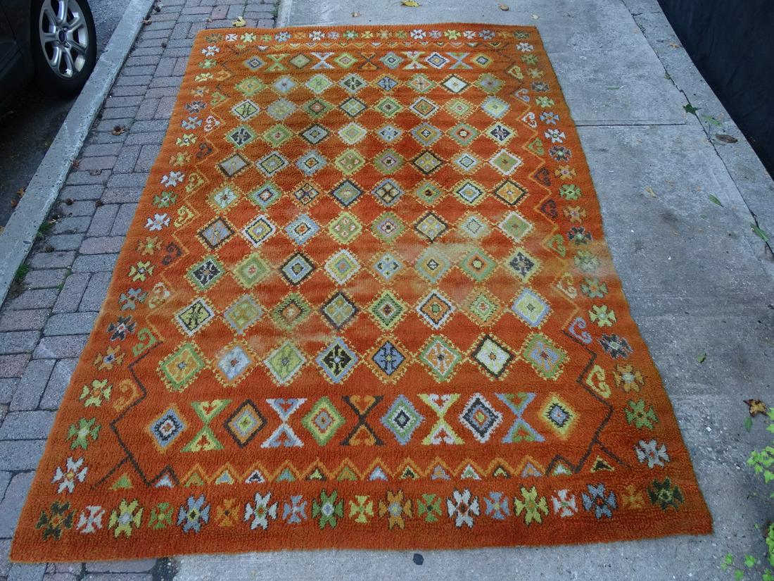 MID CENTURY RUG BURNT ORANGE [WORN NEEDS CLEANING] (1 of 7)
