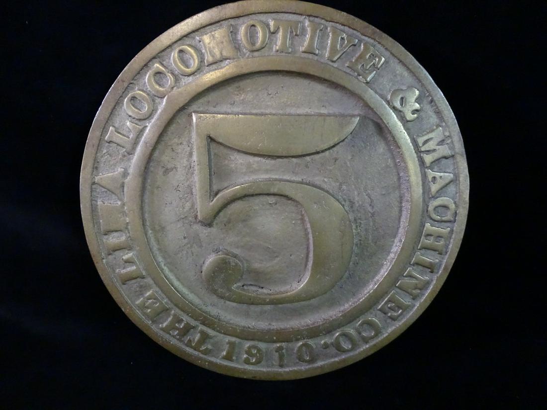 BRONZE TRAIN PLAQUE #5 LOCOMOTIVE 1910 12" DIA. (1 of 5)