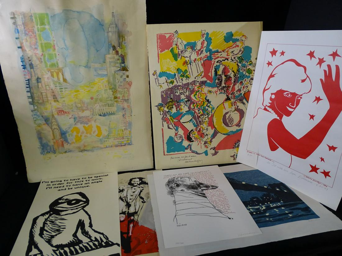 LOT/7 CONTEMPORARY PRINTS & MXIED-MEDIA ARTWORKS 20" X 24" SHEET LARGEST (1 of 20)