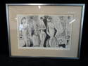 UNIDENTIFIED SIGNED CUBIST BATHERS/SCUBA ENGRAVING #4/30 CA. 1980S CA. 11" X 18" SHEET