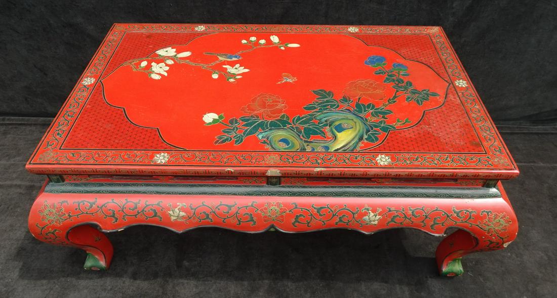 RED LAQUER CHINESE COFFEE TABLE (1 of 16)