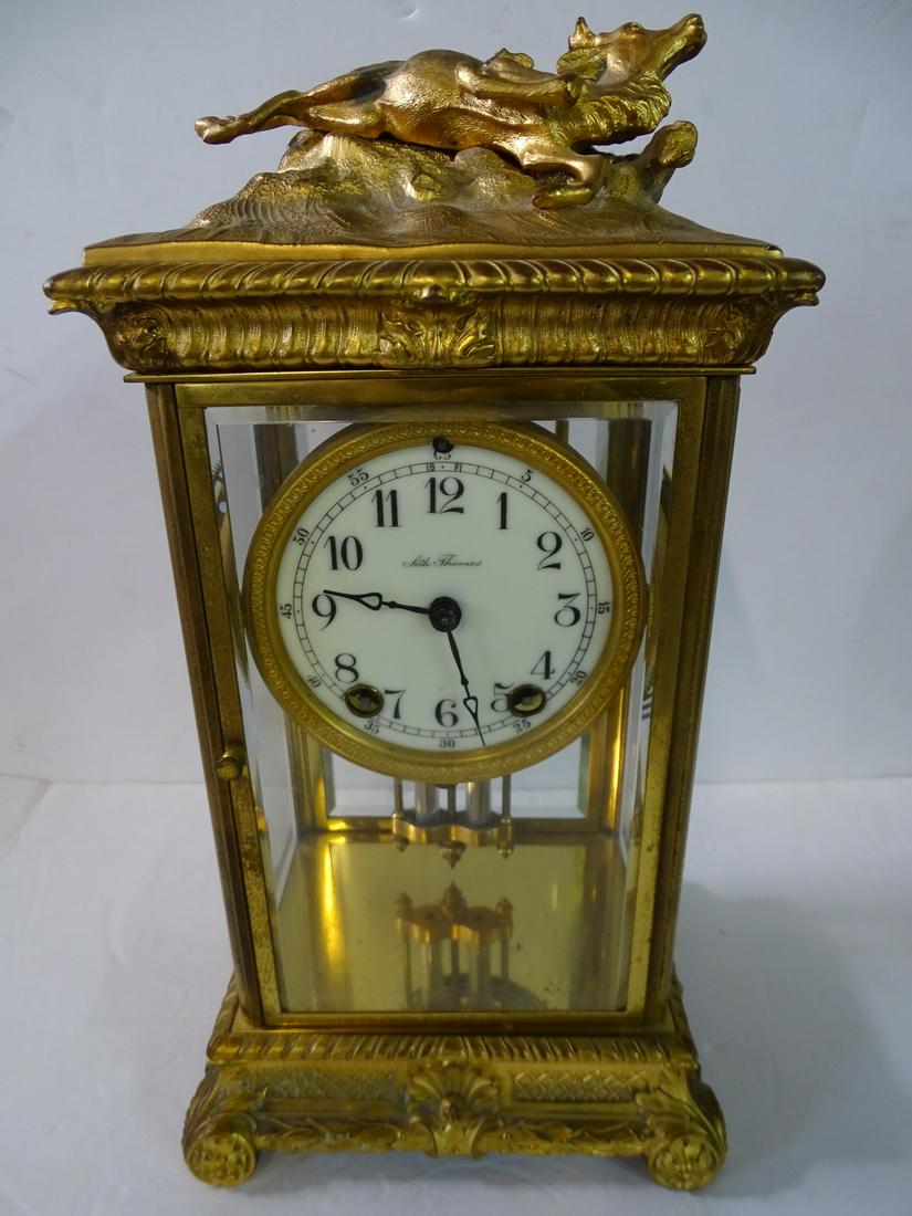 SETH THOMAS FIGURAL CRYSTAL REGULATOR 14"H x 7"W x 6.5"D (1 of 10)