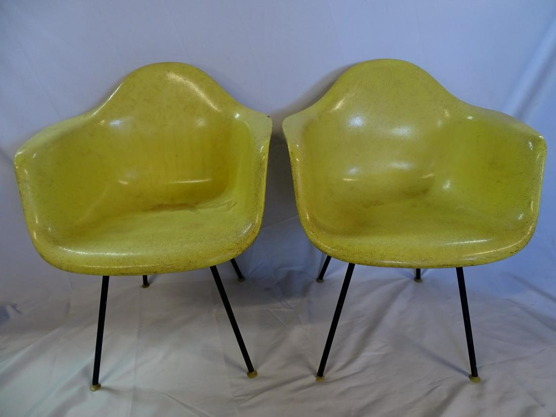 2 HERMAN MILLER FIBERGLASS SHELL CHAIRS 1959 (31" X 25" X 24") (1 of 15)