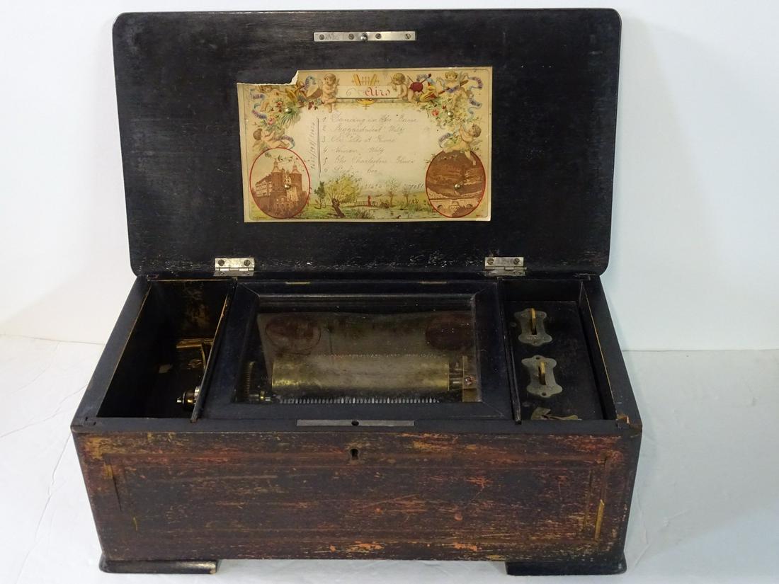 WORKING FRENCH ANTIQUE MUSIC BOX W/INLAID CASE 5" HIGH X 13 1/2" LONG AND 7 1/2" DEEP (1 of 9)