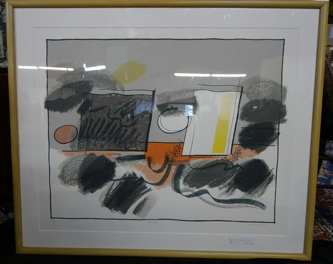 HOFFMANN SIGNED ABSTRACT LITHOGRAPH "MARCH MOOD" #5/40 CA. 30"X38" SHEET (1 of 8)
