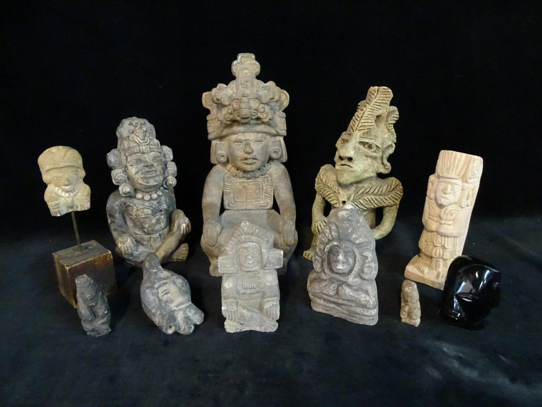 LOT MEXICAN STONE/CLAY DEITY COJICO FIGURES: LOT MEXICAN STONE/CLAY DEITY COJICO FIGURES