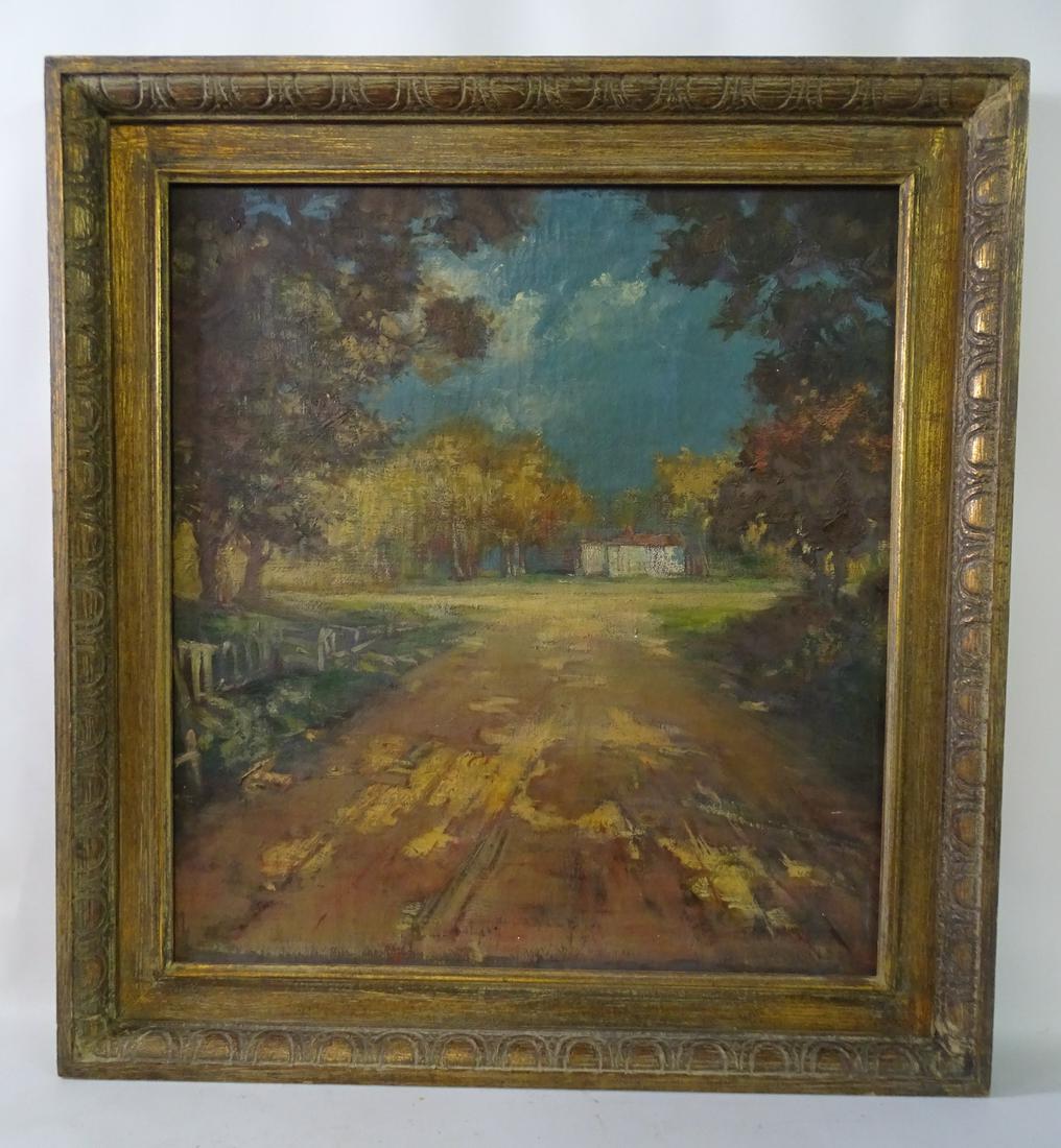 OIL ON CANVAS FALL LANDSCAPE W/ HOUSE 24"x20" (1 of 7)