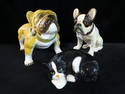 GROUP OF 3 CERAMICS: BULL DOG, KITTY, AND FRENCHIE 10.5''H LARGEST