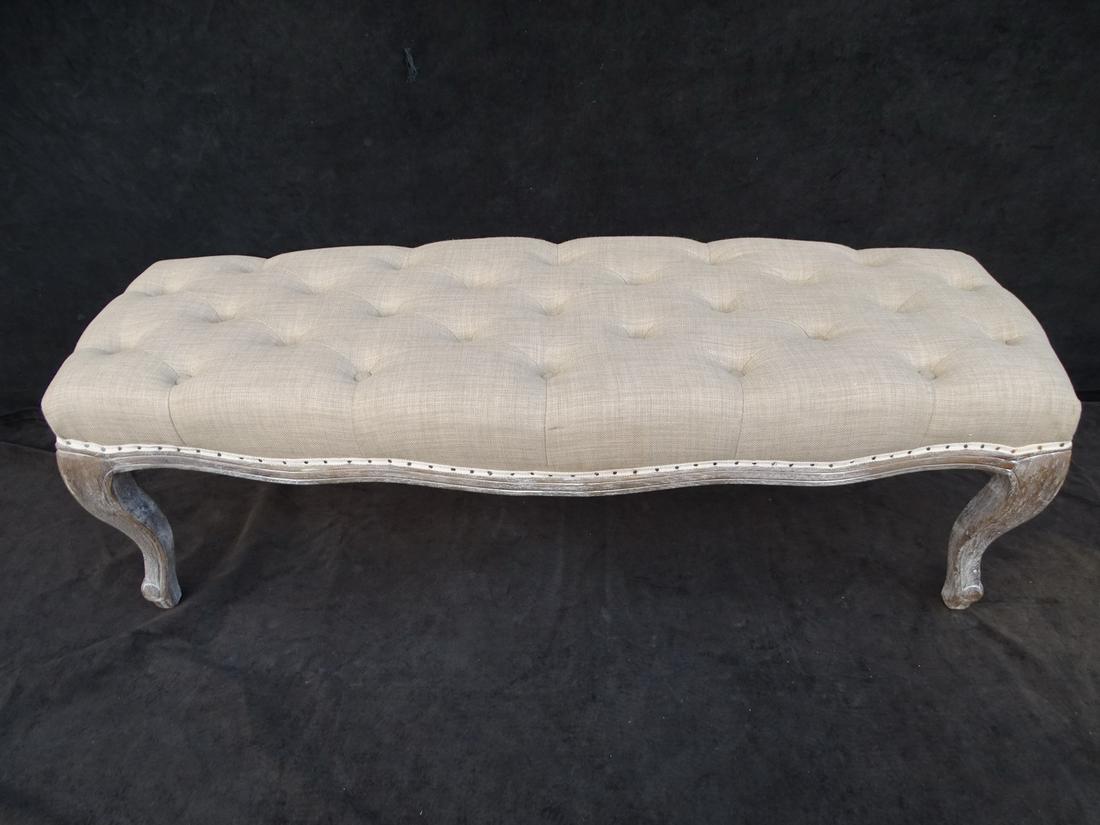 SAFAVIEH LOUIS XV STYLE LIMED OAK UPHOLSTERED TUFTED BENCH 17 1/2" X 51" X 18" (1 of 8)