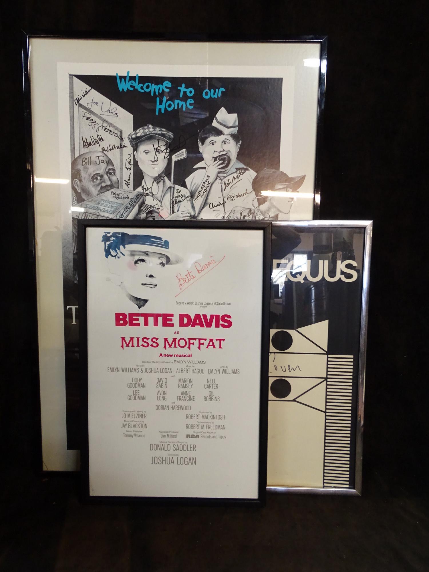 LOT/3 AUTOGRAPHED PLAYBILLS/POSTERS INC.. BETTE DAVIS MISS MOFFAT 37X24 (1 of 10)