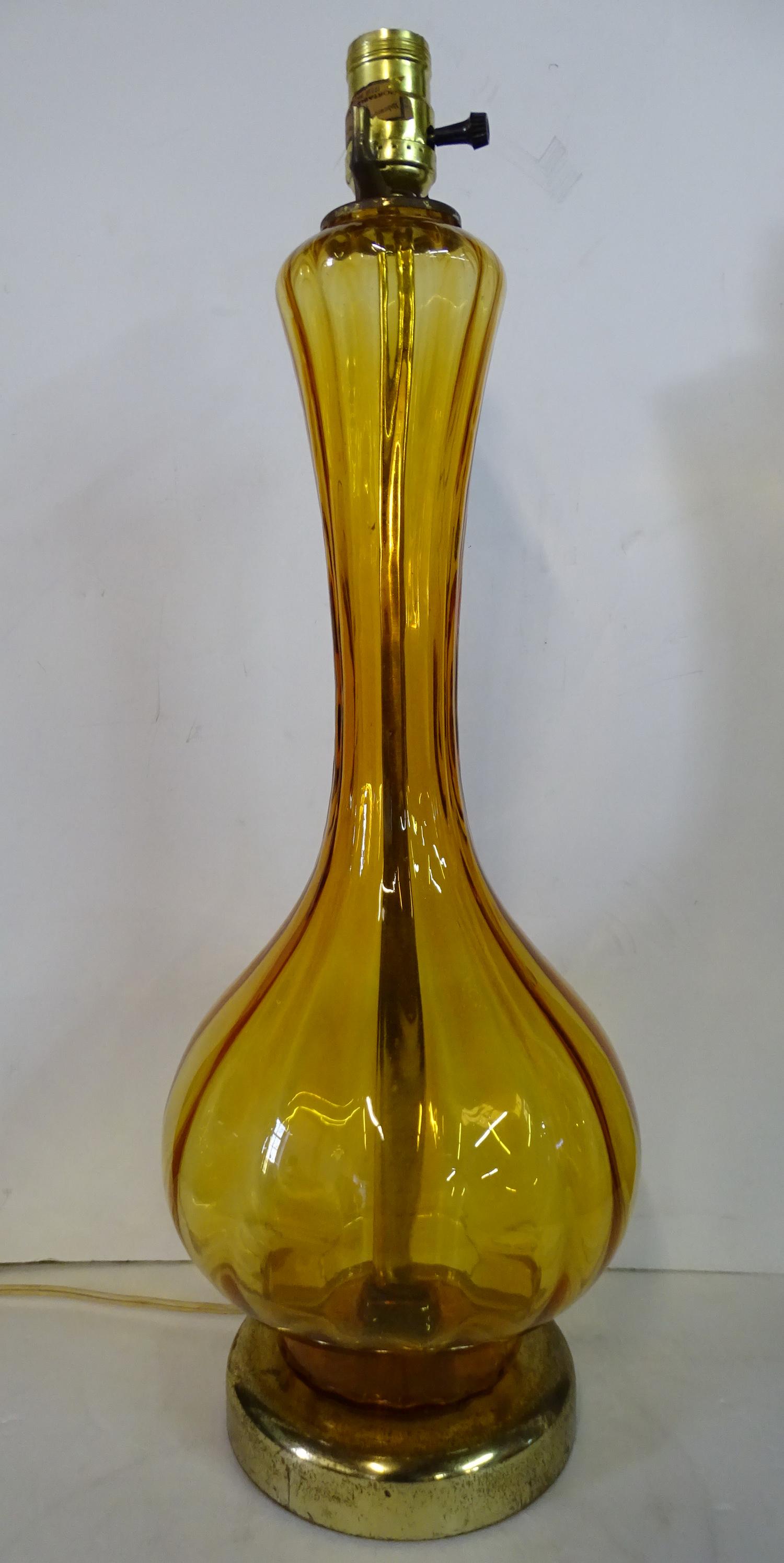 MURANO AMBER GLASS LAMP 23"H (1 of 6)