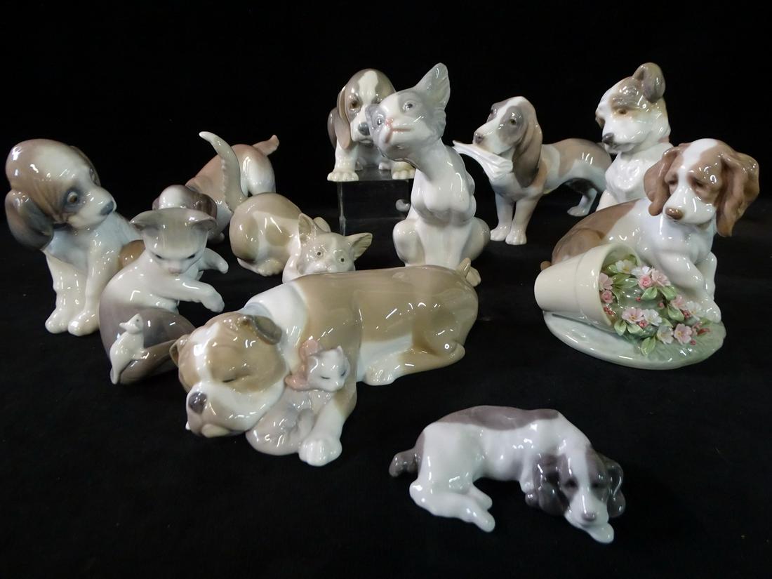 LOT OF 11 LLADRO ANIMAL FIGURES - DOGS & CATS (1 of 12)
