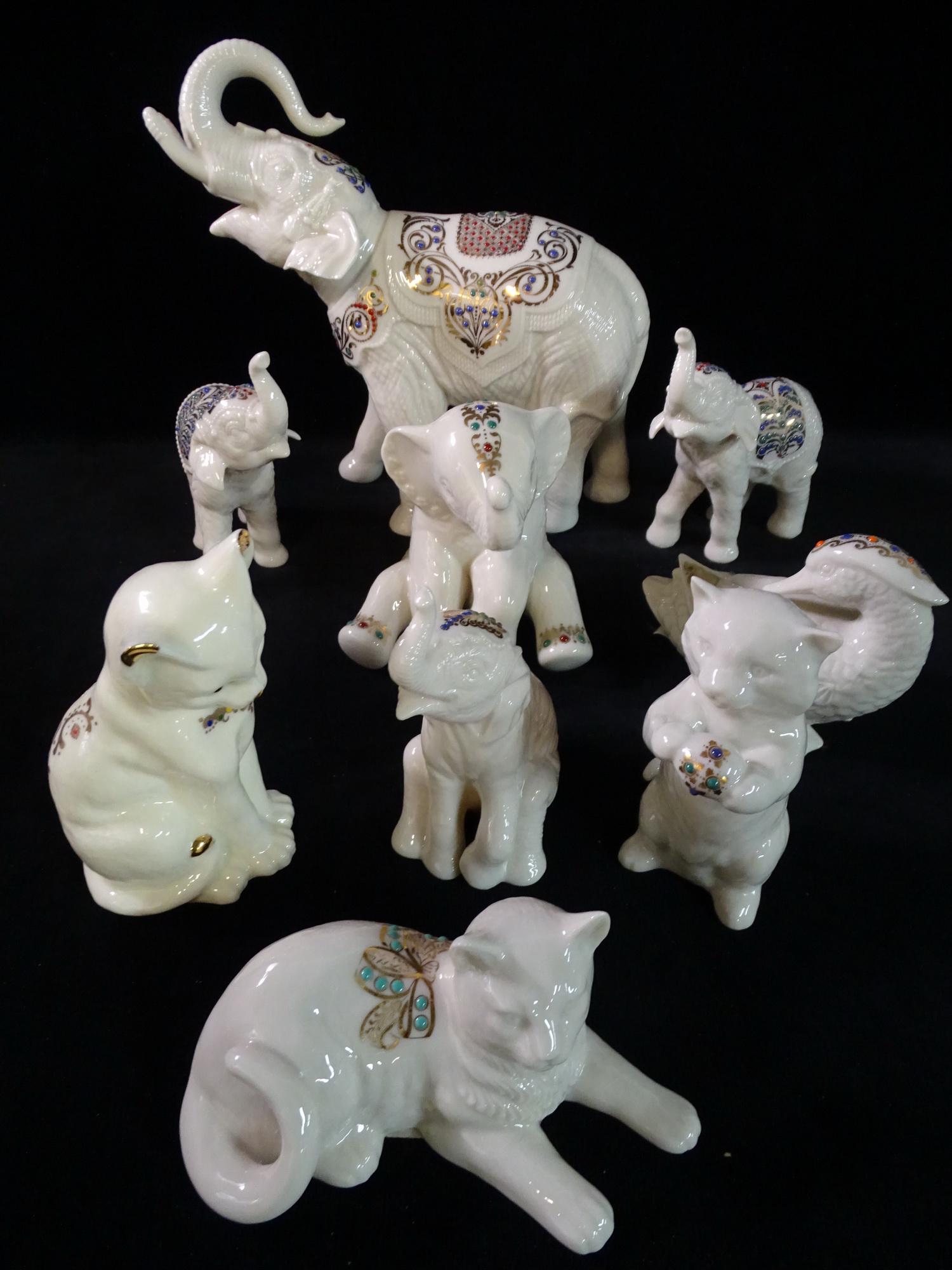 GROUP OF 8 LENOX DECORATED. PORCELAIN ANIMALS 8''H TALLEST (1 of 7)