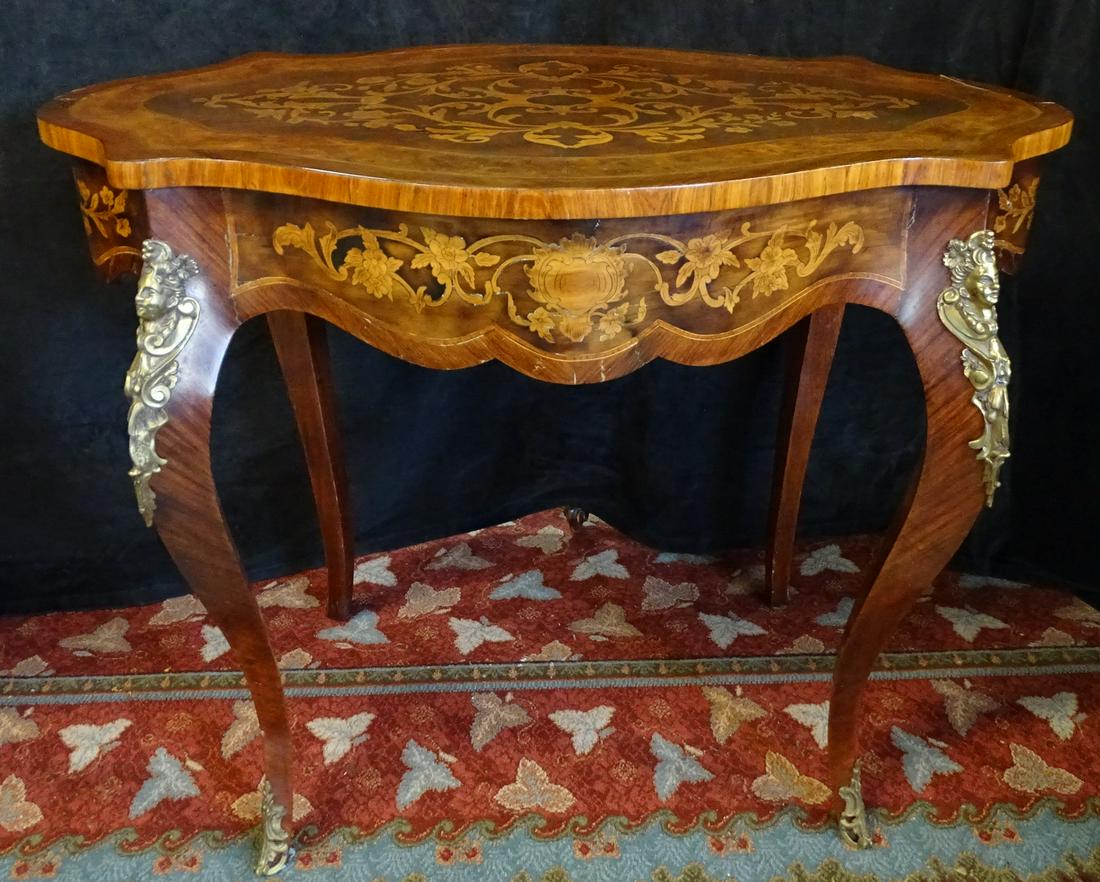 LOUIS XV MARQUETRY INLAID BRONZE MOUNTED TURTLETOP CENTER TABLE (1 of 9)