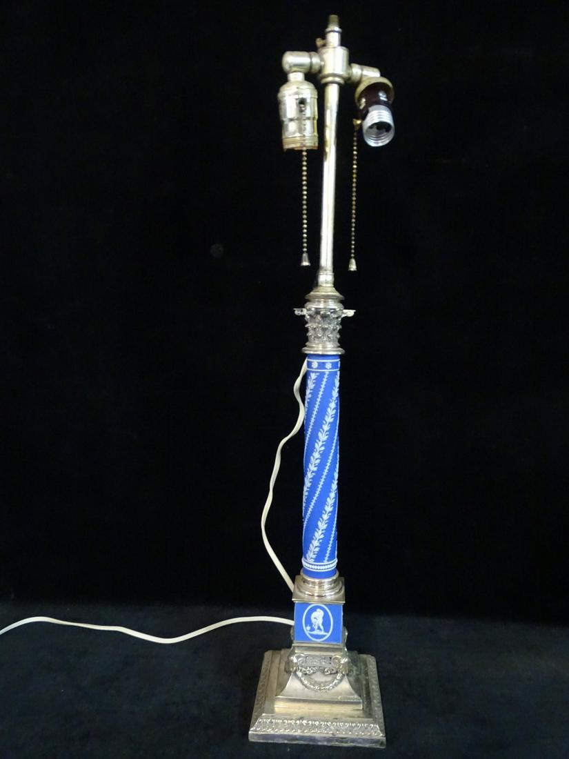 WEDGWOOD ?JASPERWARE SILVER PLATED LAMP 26''H. (1 of 9)