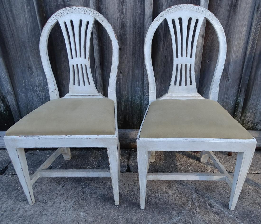 PAIR ANTIQUE SWEDISH SIDE CHAIRS 36X19,5X19 (1 of 9)