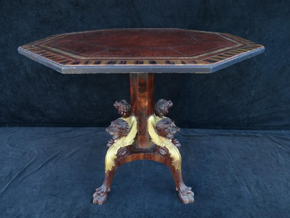 19C LION FIGURAL HEX.L.T. CENTER TABLE 30X25X35 (1 of 13)