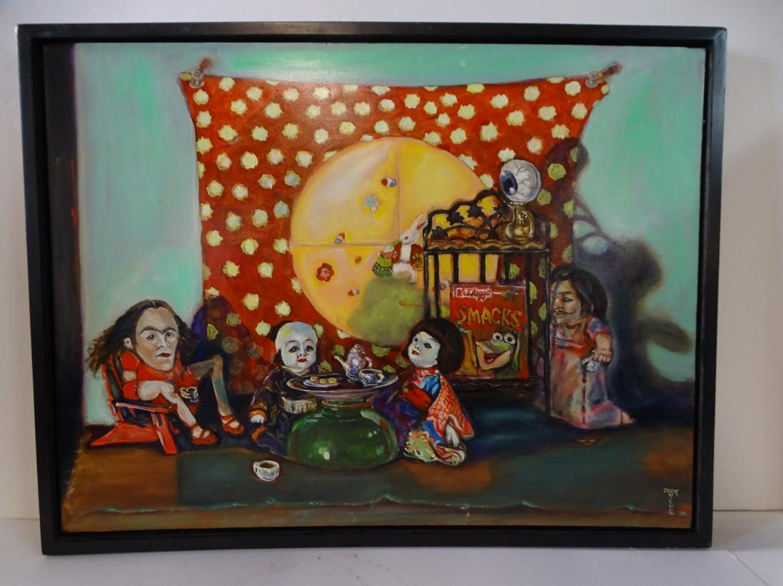 JUDY NIENOW SGN. O/BELGIUN POLY FLAX (COFFEE BREAK W/EYE BALL 19X25 (1 of 12)