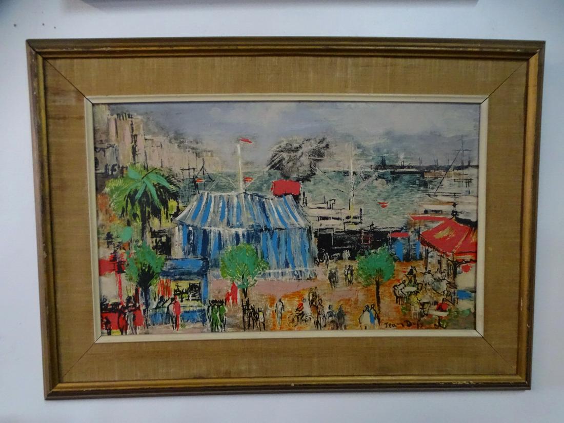 JEAN DUFY SIGNED OIL ON CANVAS PARIS STREET SCENE 14.5X23 (1 of 13)