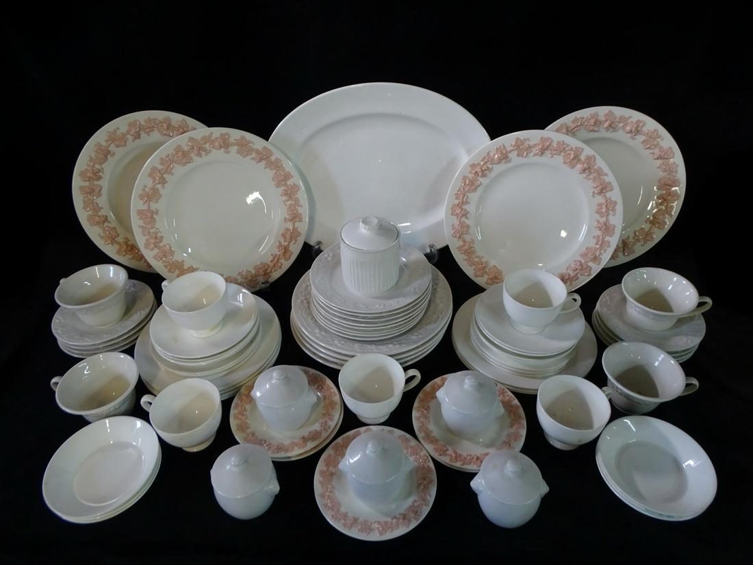 EXTENSIVE LOT OF WHITE AND SOME PINK DINNERWARE, INC.. WEDGWOOD AND JOHNSON BROS., 16 X 12 LARGEST (1 of 20)