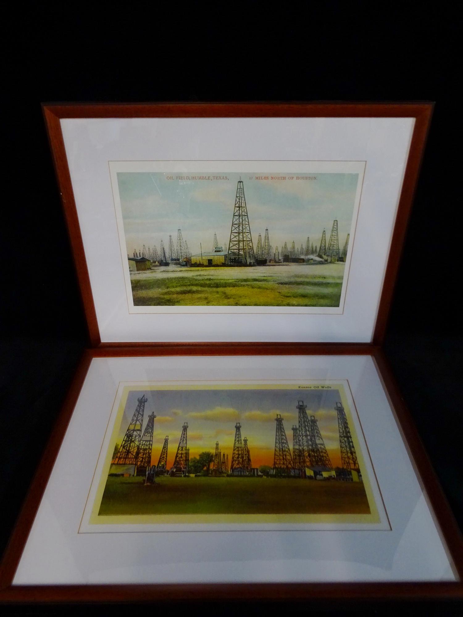 PAIR SCREEN PRINTED IMAGES (OIL FIELDS) 17.75X11.75 IMAGE FRAME 18X17.5 K-151: PAIR SCREEN PRINTED IMAGES (OIL FIELDS) 17.75X11.75 IMAGE FRAME 18X17.5 K-151