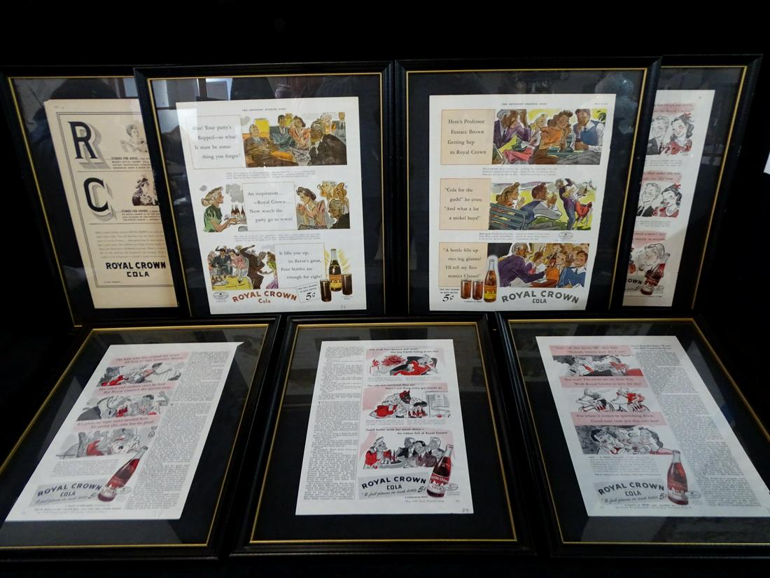 LOT OF 7 1930'S RC COLA FRAMED ADS WITH CARTOONS, 10.5 X 14 LARGEST IMAGE (1 of 10)