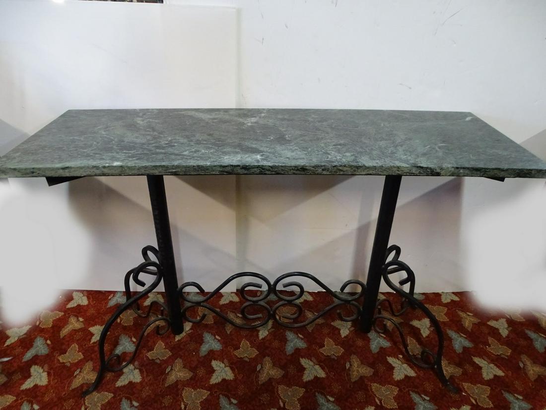 VERDI MARBLE TOP W.I. CONSOLE 29.5X46X16: VERDI MARBLE TOP W.I. CONSOLE 29.5X46X16