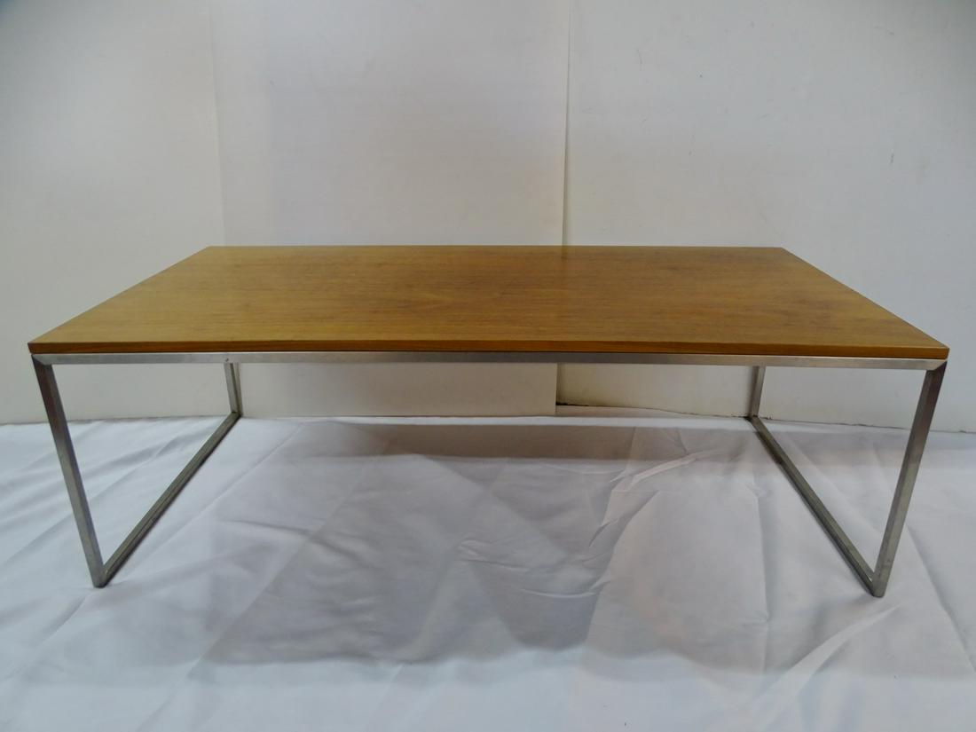 FLORENCE KNOLL STYLE MIDCENTURY WALNUT AND STEEL COCKTAIL TABLE 16 X 48 X 24 (1 of 9)
