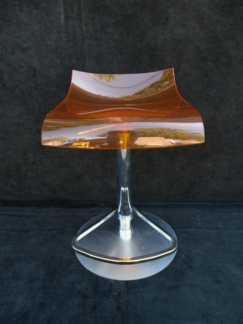MID CENTURY ORANGE LUCITE & CHROME STOOL  35 1/2" X 16" X 16" (1 of 8)