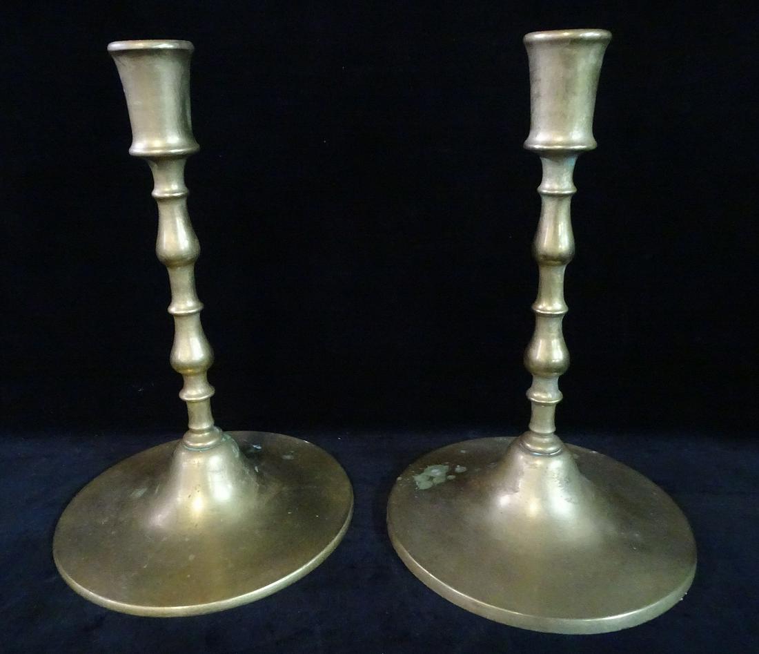 PAIR BRASS CANDLESTICKS 12" X 7 3/4" DIA. (1 of 6)