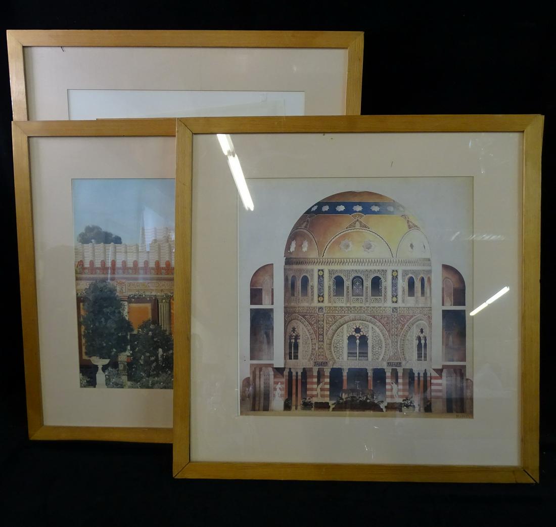 LOT/4  CONTEMPORARY PRINTS OTTOMAN/ISLAMIC ARCHITECTURE 30" X 26" FRAME LARGEST (1 of 12)