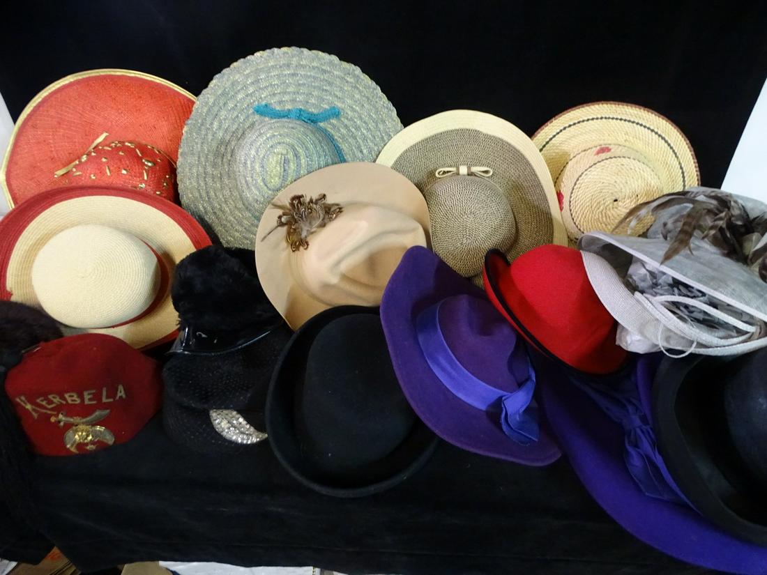 GROUP OF 15 HATS, MIX OF STRAW AND WOOL, INC. PATRICIA UNDERWOOD ETC. (1 of 12)