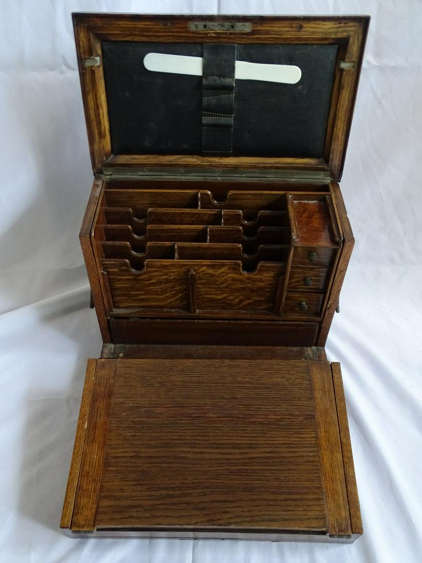 BRAMAH OF LONDON OAK LETTER BOX TRAVELING DESK  11.5X14.5X (1 of 14)